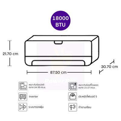 HAIER แอร์ติดผนัง UV Cool Smart 18000 BTU Inverter รุ่น HSU-18VRRA03T + ท่อ